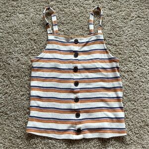 American Eagle Outfitters Striped Button-Front Tank Top